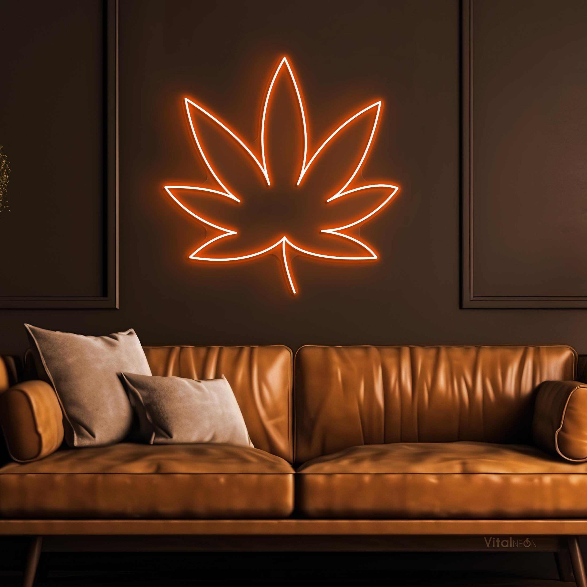 Weed Leaf Neon Sign LED Marijuana Hemp Cannabis Wall Art Decor