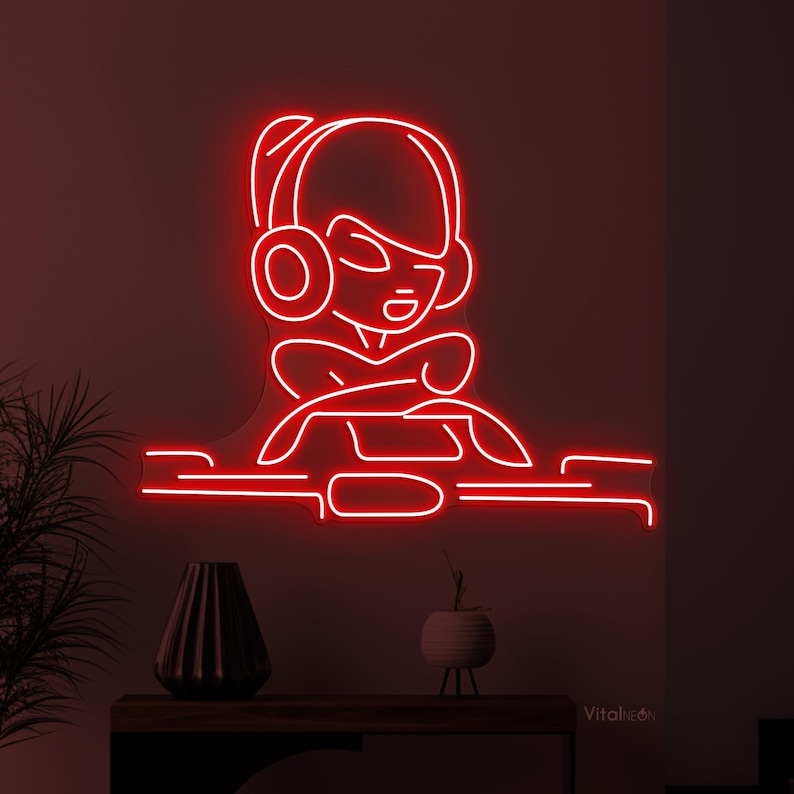 DJ Neon Sign LED Alien Dance Club Music Room Room Decor Gift image 8