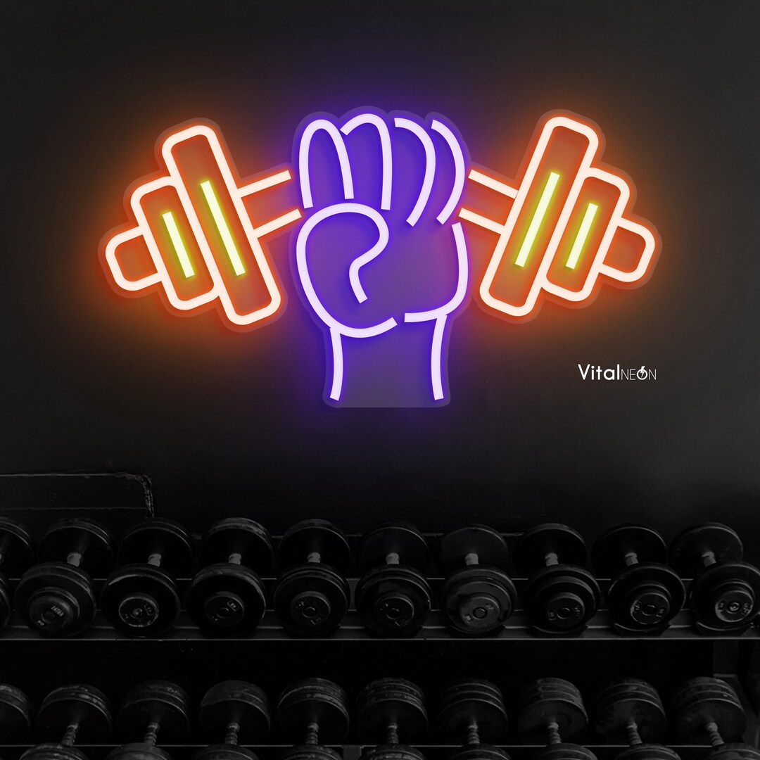 Arm With Dumbbell Neon Light, Gym Decor, Fitness Neon Sign for Room ...
