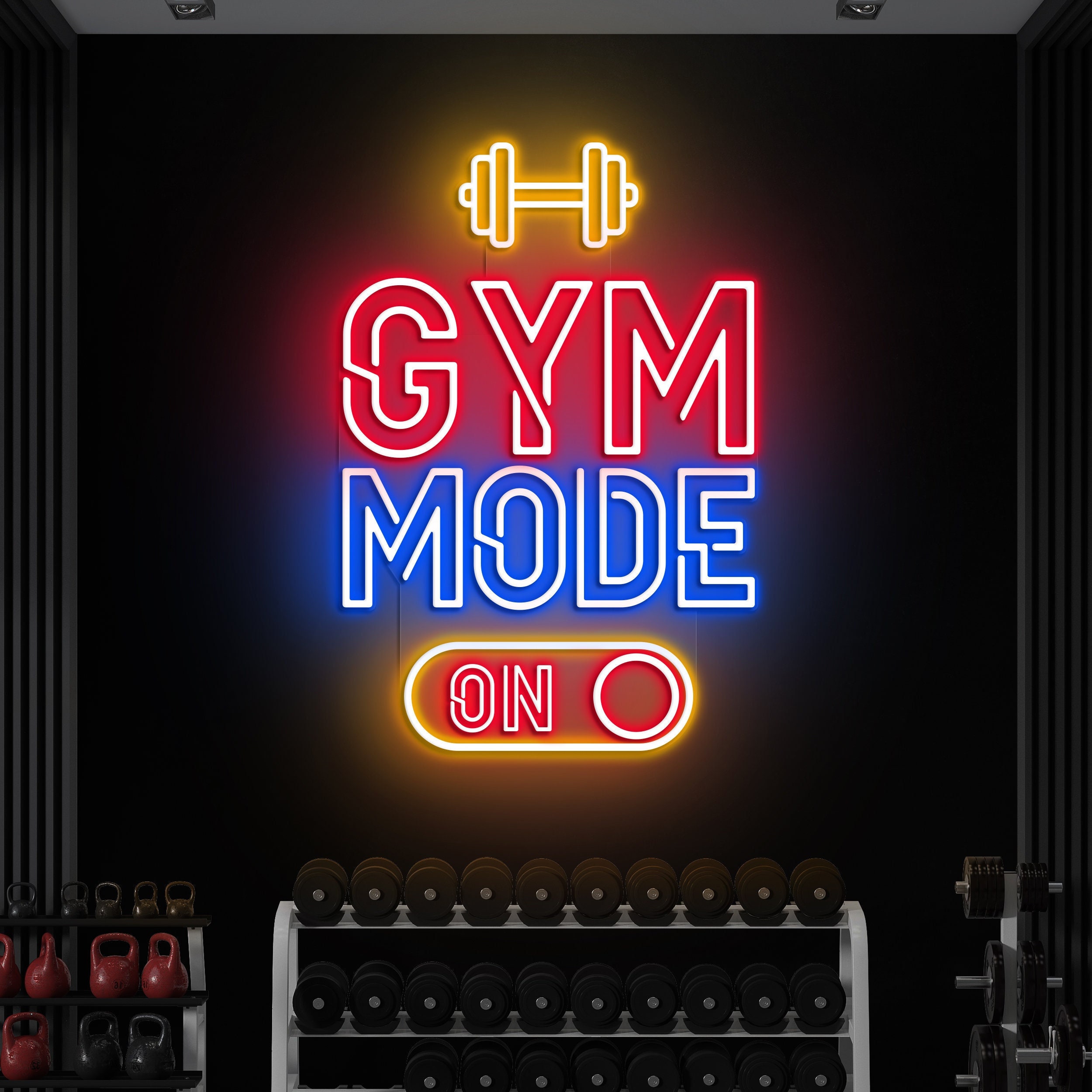 Gym Mode On Neon Light, GYM Neon Light, Perfect for Gym Decor, Locker Rooms, and Man Caves, Custom Neon Sign for Fitness and Game Room Decor