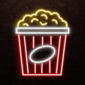 Popcorn Neon Sign, Popcorn LED Sign, Movie Night Neon Art, Cinema Noen Light, Home Wall Decor, Movie Time Neon Decor, bar and Cafe Wall Art