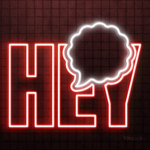 HEY Neon Sign with Speech Bubble – LED Wall Art, Fun Bedroom, Office, Home Decor