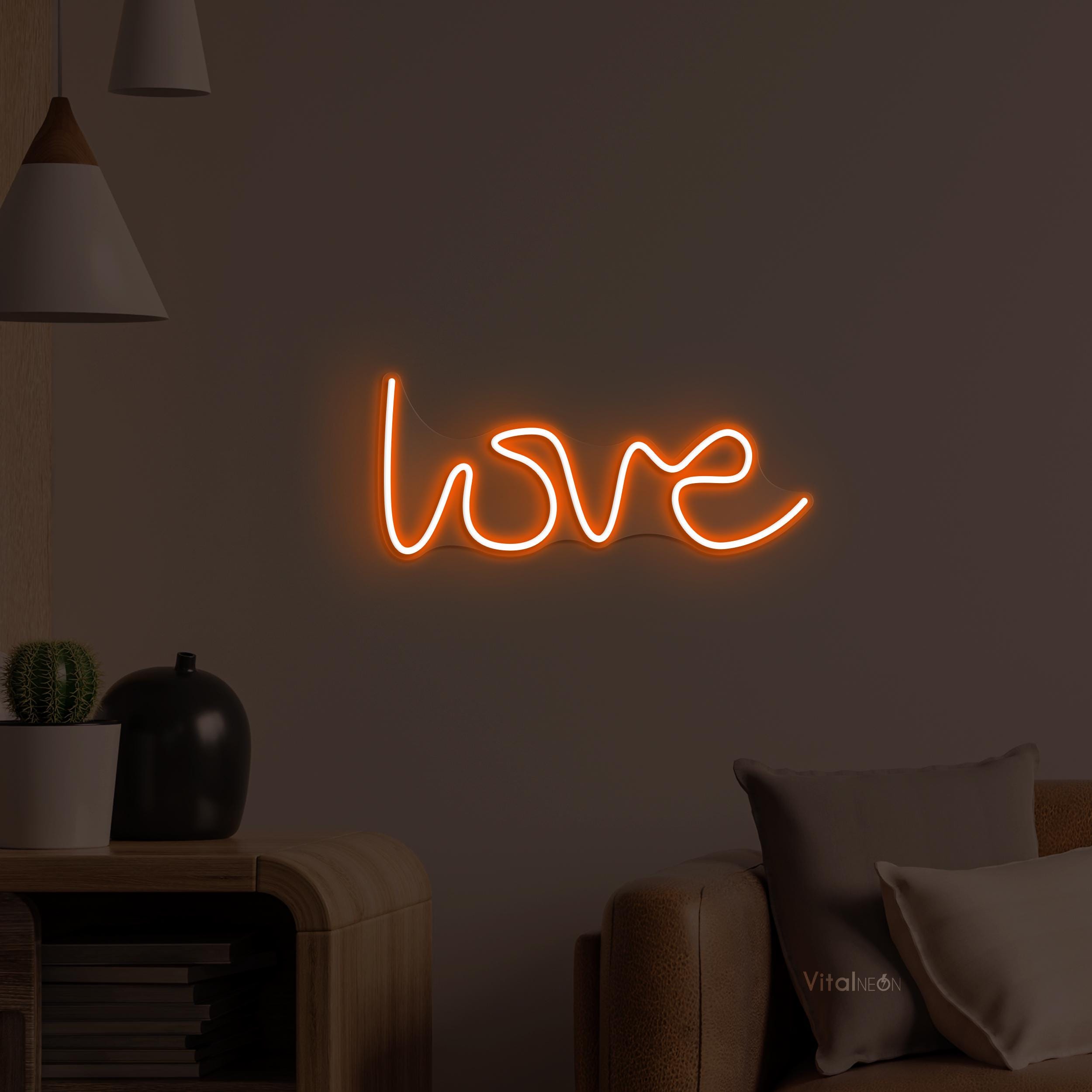 オレンジ ネオンライト Love インテリア　オーダー インテリア ネオン 文字love 3D LOVE Neon Sign おしゃれで現代的な