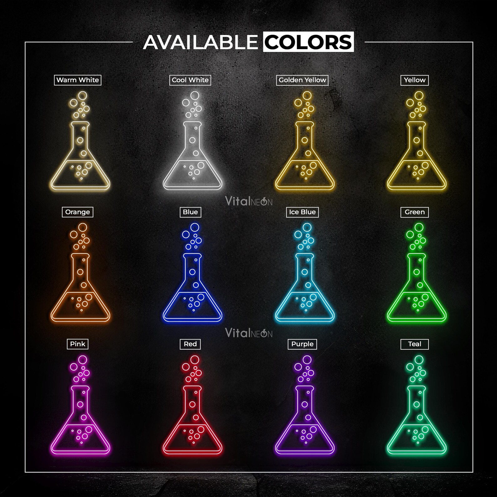 Flask Beaker LED Neon Sign, Chemistry Science Lab School College ...