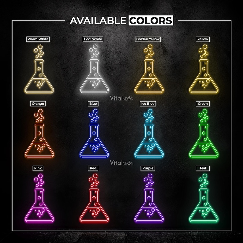Flask Beaker LED Neon Sign, Chemistry Science Lab School College ...