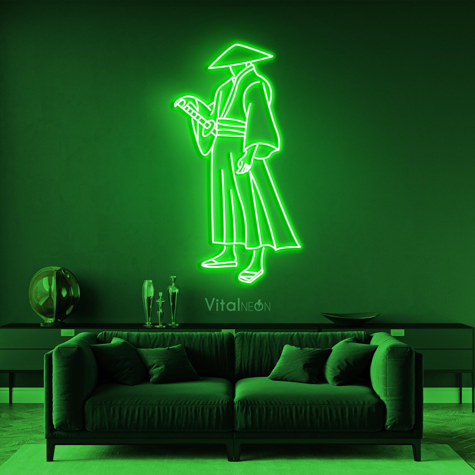 Led Design Samurai Samurai Neon Sign, LED Japanese Warrior Wall Art for Anime Game Zone ...