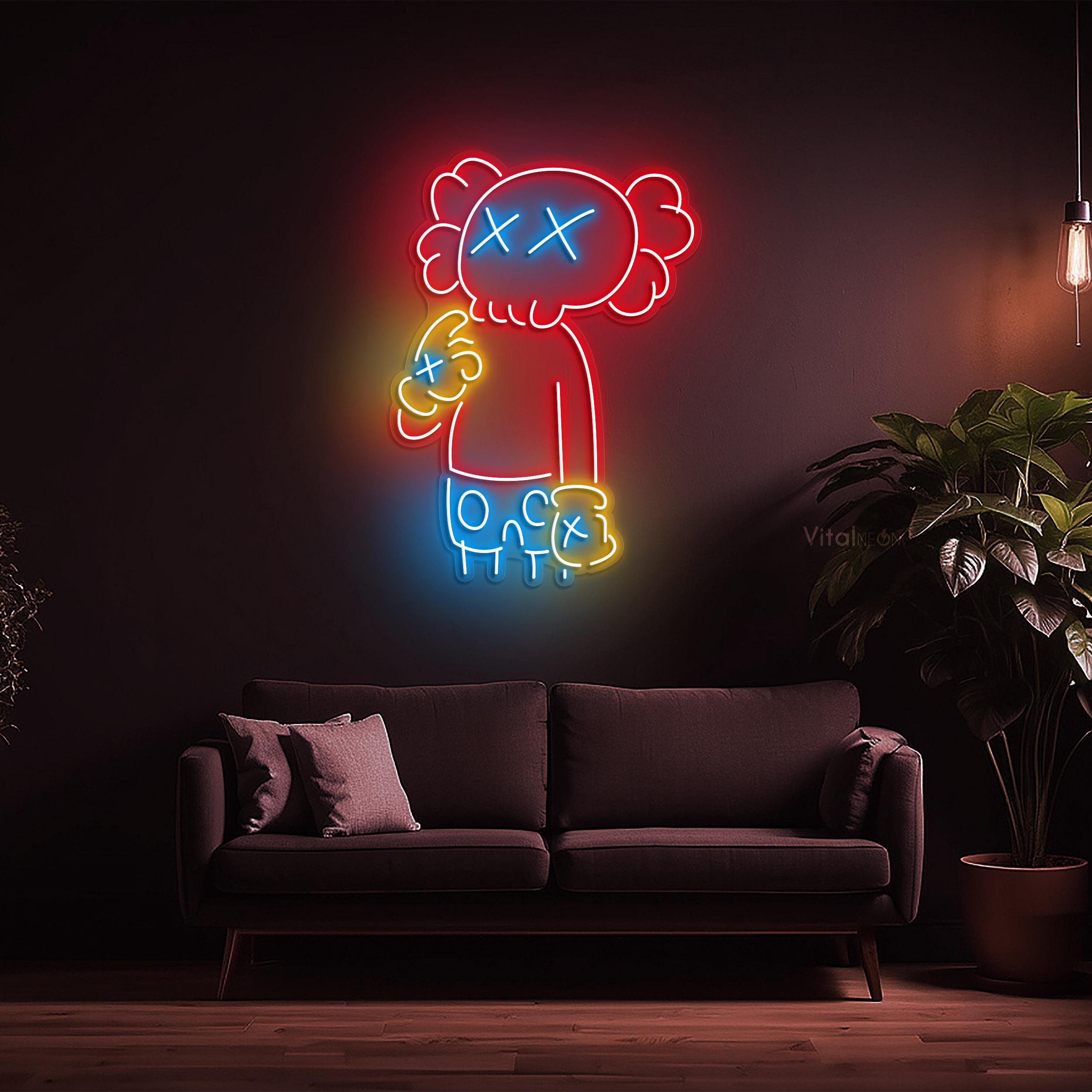 ネオンサイン LED ライト インテリア ウォールアート カウズ kaws 風 Kaws led neon sign - Etsy 日本
