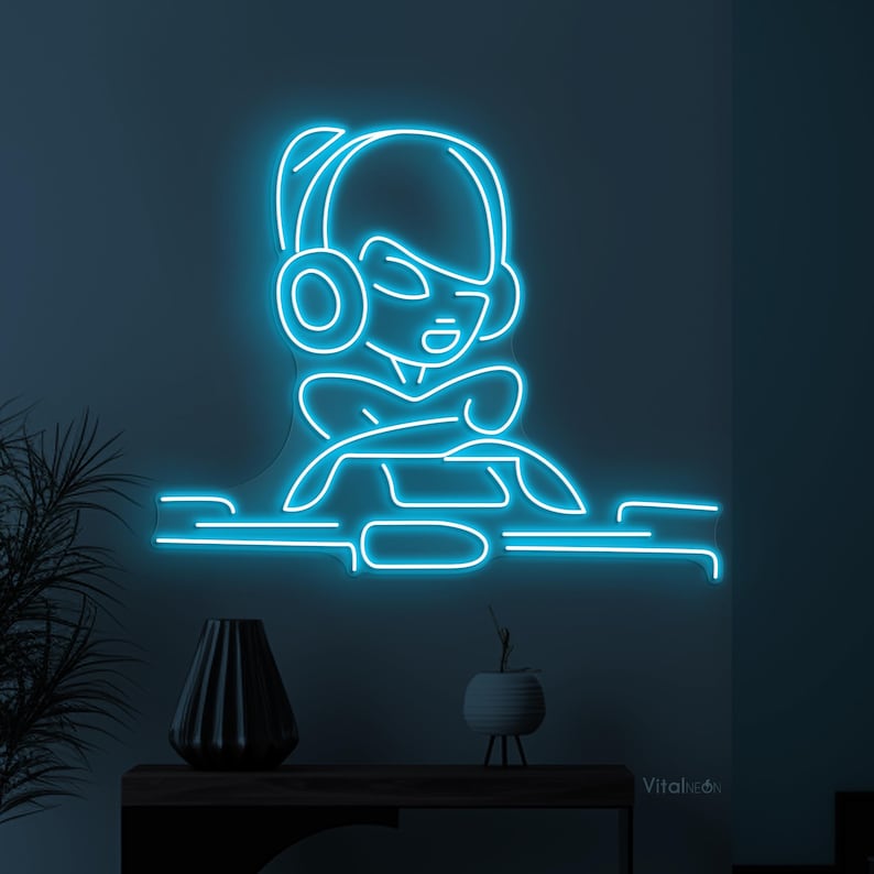 DJ Neon Sign LED Alien Dance Club Music Room Room Decor Gift image 4