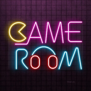 Game Room Neon Sign, Game Room LED Light, Gamer Zone Wall Art, Gift For Game Lover, Arcade Room Neon Light, Emoji Game Room Sign, Custom Art