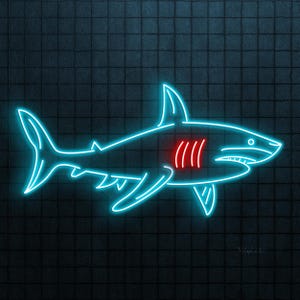 Shark Neon Sign, Shark LED Light, Fish Shop Wall Decor, Beach House Wall Art, Marine Animal Decor, Game Room Neon Light, Custom Neon Sign