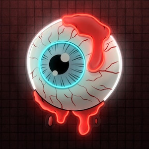 Bloody Eye Neon Sign, LED Neon Eye Light, Creepy Eye Pop Art Wall Decor, Led Neon Art, USB Neon Sign for Room, Bar, Office, Spooky Gift Idea