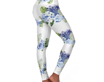 Hydrangea - High Waisted Yoga Leggings (AOP)