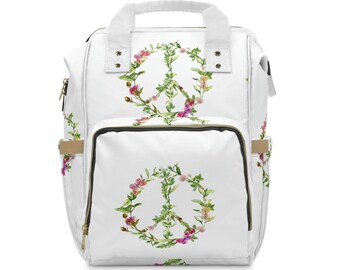 PEACE FLOWERS - Multifunctional Diaper Backpack