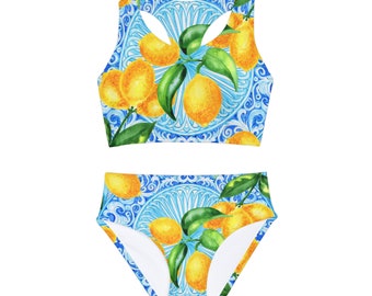 Sicilia Lemons - Girls Two Piece Swimsuit (AOP)