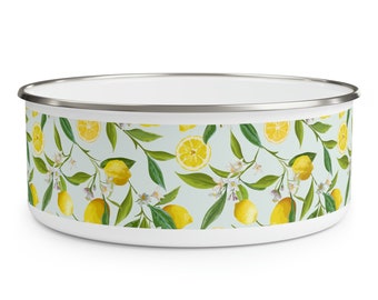 Lemons, LT BL - Enamel Bowl