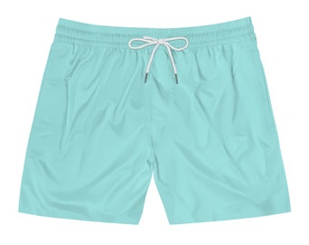 Tiffany Blue - Men's Mid-Length Swim Shorts (AOP)