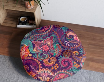 India paisley - Tufted Floor Pillow, Round