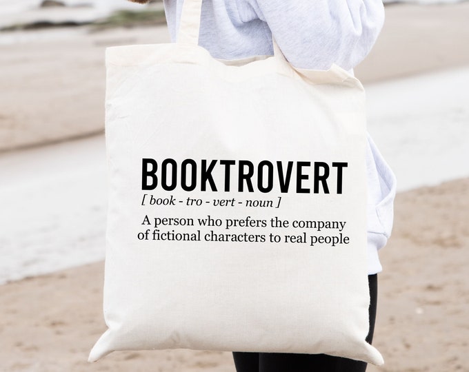 Booktroverter Tote Bag, Book Lover Bag, Gift For Her, Book Lover Gift, Back to School Tote Bag, Birthday Gift, Reusable Tote Bag, Book Bag