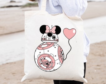 Minnie Star Wars Tote Bag, Minnie Tote Bag, Robot Minnie Bag, Gift For Her, Study Tote Bag, Book Bag, Shoulder Bag, Minnie Bag, Disney Bag