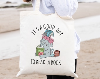 Het is een goede dag om een boek te lezen draagtas, draagtas leraar, cadeau voor leraar, cadeau leraar, cadeau om te lezen, boekentas, cadeau boekenliefhebber