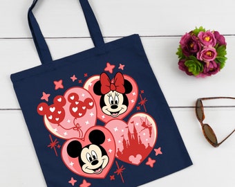 Mickey And Minnie Tote Bag, Valentines Day Tote Bag, Disney Valentines Tote Bag, Valentines Gifts, Mickey And Minnie Mouse Tote Bag