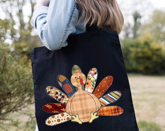 Niedliche Truthahn Tragetasche, Patchwork Truthahn Tragetasche, Thanksgiving Truthahn Tragetasche, Geschenk für Thanksgiving, Geschenk für Frauen, Thanksgiving Tragetasche