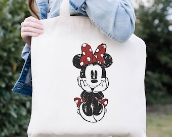 Lindo Minnie Tote Bag, Disney Minnie Tote Bag, Minnie Mouse Tote Bag, Regalo para ella, Lindo bolso de mano, Regalo de cumpleaños, Disney Trip Tote Bag