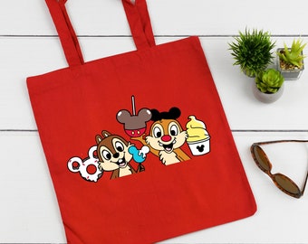 Chip And Dale Tote Bag, Disney Snacking Tote Bag, Best Friends Tote Bag, Gift For Bestie, Disney Friends Tote Bag, Chip And Dale Bag