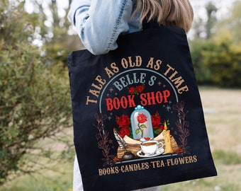 Verhaal als oude tijd Belle's boekwinkel Tote Bag, Vintage verhaal zo oud als tijd tas, boekenliefhebber Tote Bag, prinses Tote Bag, Belle Tote Bag