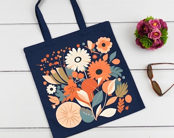 Bolso de mano de flores, bolso de mano de flores silvestres, regalo para ella, regalo para jardinero tote, bolsa de playa, regalo para cumpleaños, bolso de mano de jardinería, bolsa de flores