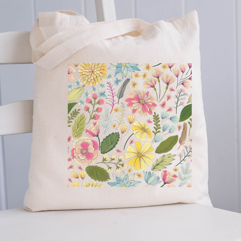 Flower Garden Tote Bag, Flower Tote Bag, Floral Tote Bag, Plant Ladies