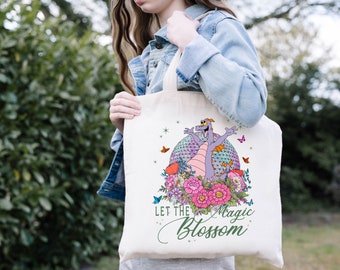 Let the Magic Blossom  Tote Bag, Vintage Disney Dragon Bag, Dragon Tote, Epcot Flower Garden Festival Bag, Disney Epcot Bag