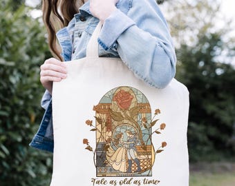 Vintage verhaal zo oud als de tijd draagtas, draagtas Belle en het beest, draagtas Disney-prinses, draagtas Belle Beauty, draagtas prinses Belle