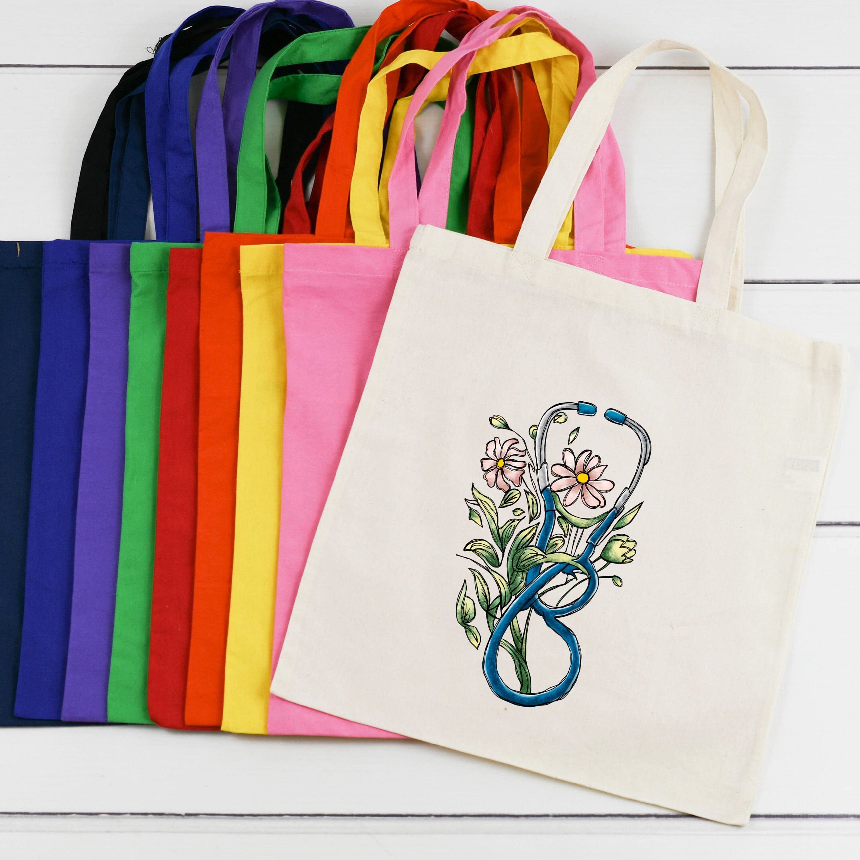 CafePress Stethoscope Doctor Tote Bag - Natural Canvas Reusable Shopping Bag, Two Sizes Available - View #5