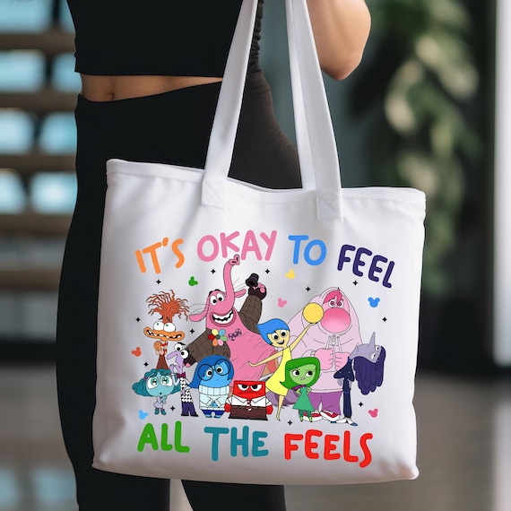 It's Okay To Feel All The Feels Tote Bag, Therapy Tote Bag, Teacher Tote Bag, Cartoon Tote Bag, Shoulder Tote Bag, Disney Tote Bag