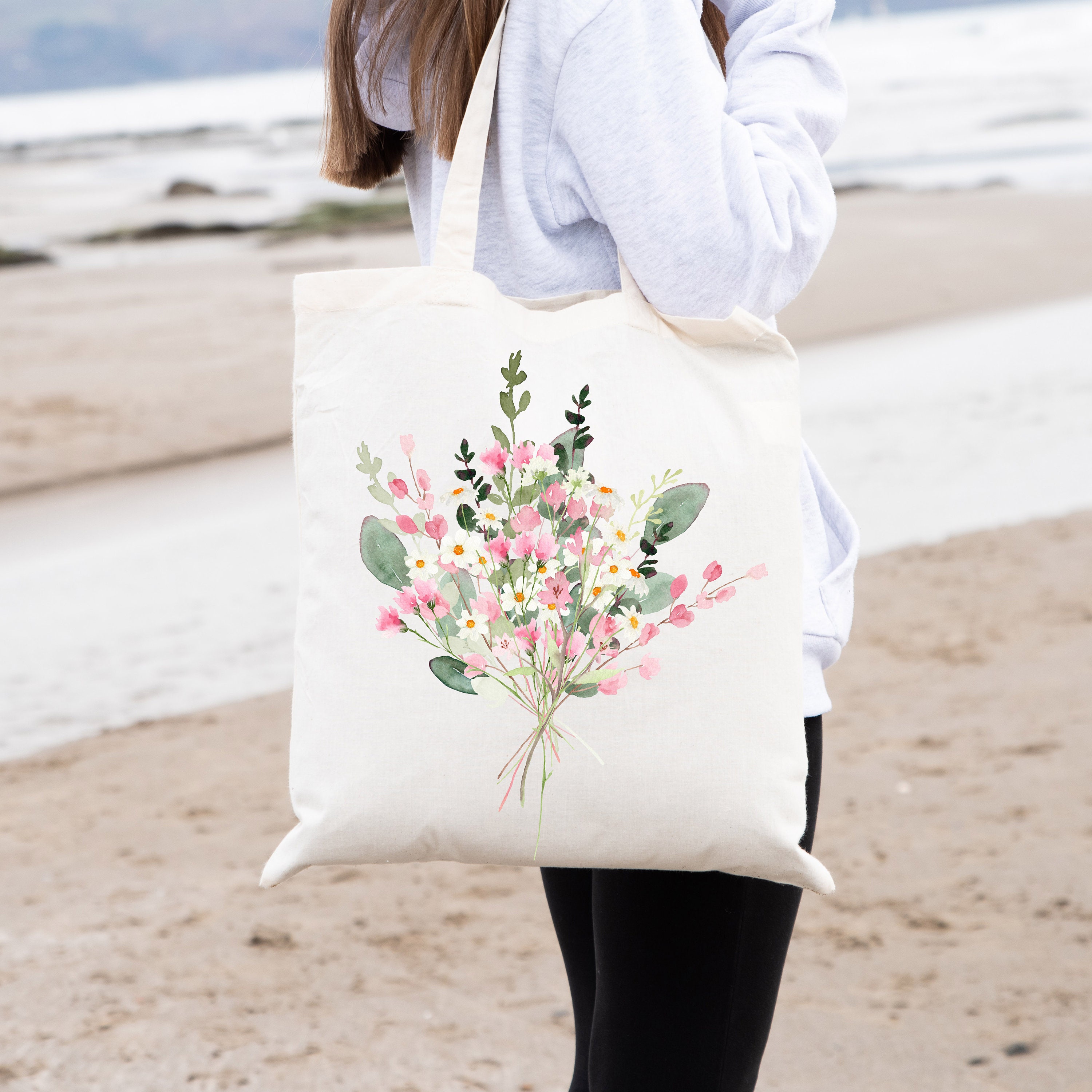 flower wave quilting tote (white) – POPPY