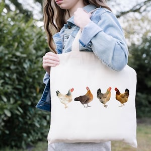 Chicken Tote Bag ,Animal Lover Bag, Gift For Chicken Lover, Animal Bag, Crazy Chicken Lady Bag, Farm Animal Bag for Women, Reusable Tote Bag