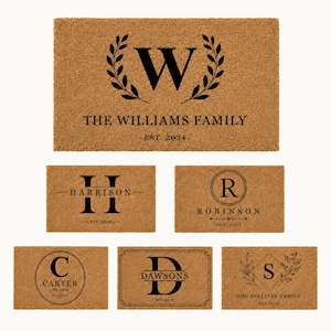 Custom Initial Doormat, Personalized Family Name Welcome Mat, Monogram Coir Door Mat, Housewarming Gift