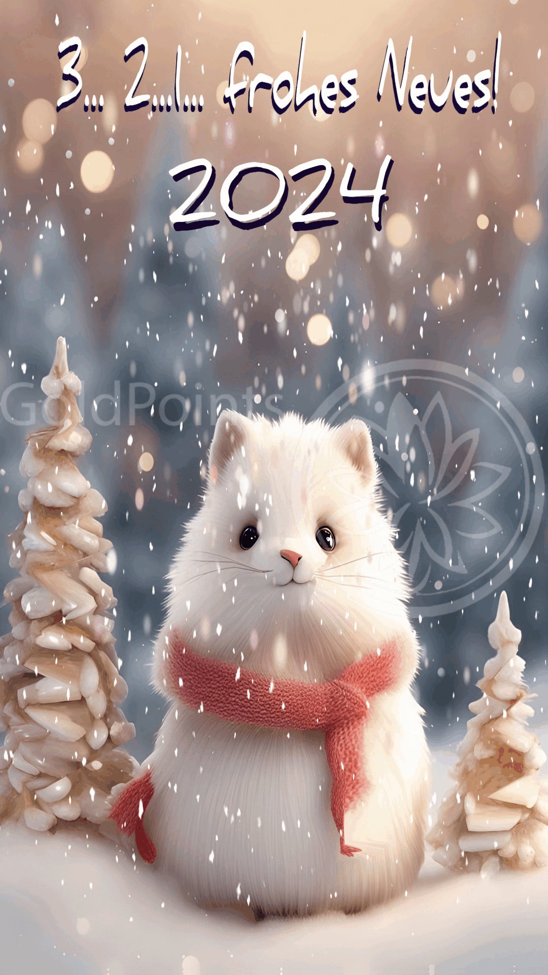 3..2..1.. Happy New Year Animated New Year Card 2024 Cat Ecard MP4, GIF