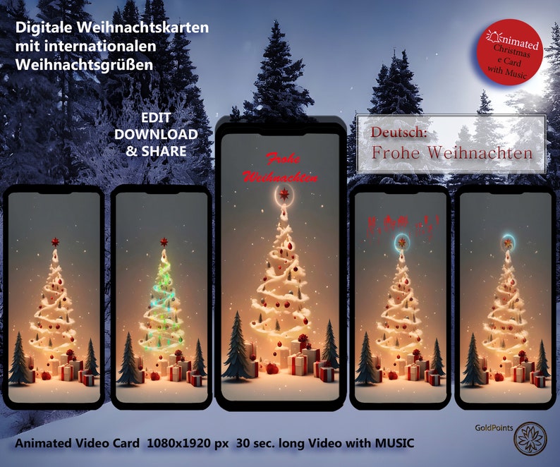 Animated Christmas Card for Your Cell Phone With Music 30 Seconds