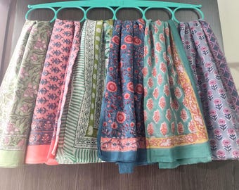 Katoenen sarongset met handblokbedrukking – Indiase strandwraps, boho-sjaals