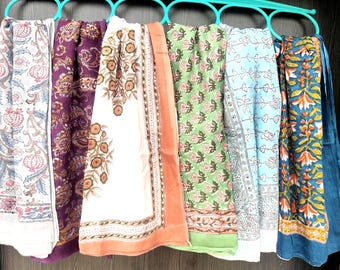 Met de hand bedrukte katoenen sarongset – Boho Beach Cover Up, resortsjaal