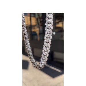 15 mm Miami Cuban Link Chain, Iced Out Cuban Link Chain, Srebrny łańcuszek Curb Cuban, męski naszyjnik, Prezent dla niego, Biżuteria hip-hopowa