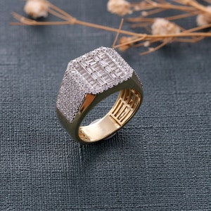 Hip-Hop Men&#39;s Ring, Iced Out Custom Ring, Iced Out Ring, Hip Hop Ring, Men&#39;s Iced Out Ring, Men&#39;s Ring,  Men&#39;s Baguette Ring, Diamond Ring