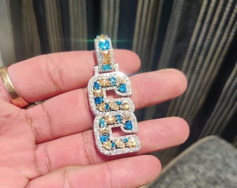 Fully Iced Out Letter Pendant, Custom Moissanite Pendant, Iced Out Hip Hop Pendants, Bling Hip hop Jewelry, Luxury Pendant, HipHop Pendant