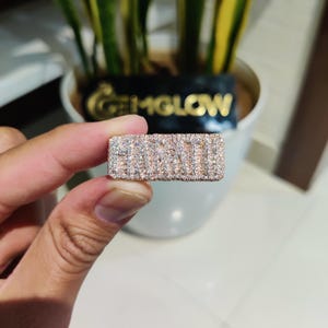 Anillo de campeón personalizado con diamantes, anillo con letra de moissanita VVS1, anillo de hip hop, anillo personalizado para hombre, anillo de rapero de hip hop, anillo con inicial con diamantes