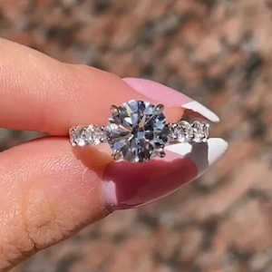 IGI Certified Round Brilliant Lab Grown Diamond Ring, 4 Prong Solitaire Ring, Lab Grown Diamond Engagement Ring, Wedding Bridal Ring Set
