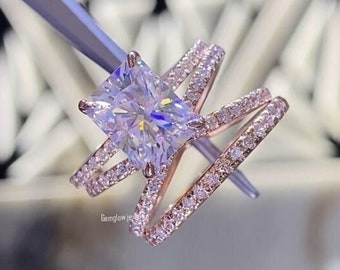 ダイヤモンドリング 1.5カラット 繊細な長方形カットダイヤモンド