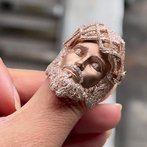 Jesus face ring, Religious Jesus Face Ring Iced Out Jesus Face Ring Hip Hop Bling Jewelry Custom Religious Ring Hiphop Jesus Ring Jesus Ring