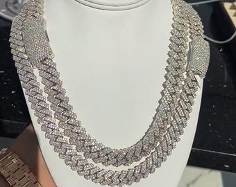 Iced Out 20MM Moissanite Cuban Chain, 925 Silver Miami Link - Etsy